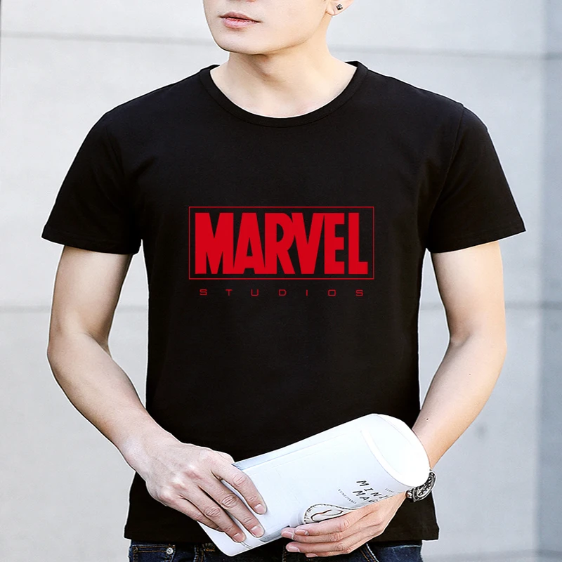 

LUS LOS Marvel T-Shirt New Fashion Men Cotton Short Sleeves Casual Male Tshirt Marvel T Shirts Men Tops Tees 2019