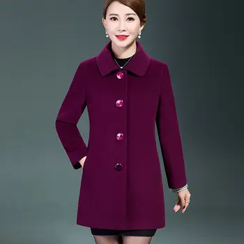 

Casual Women Blends Coat 2020 Spring Autumn Korea Wool Coat Woolen Overcoat Female Clothing Plus Size 5XL