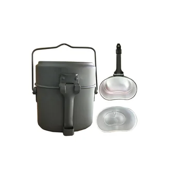 

Military Style Outdoor Camping Lunch Box Three-piece Set German Heated Aluminum Bento Boxes Portable Food Container