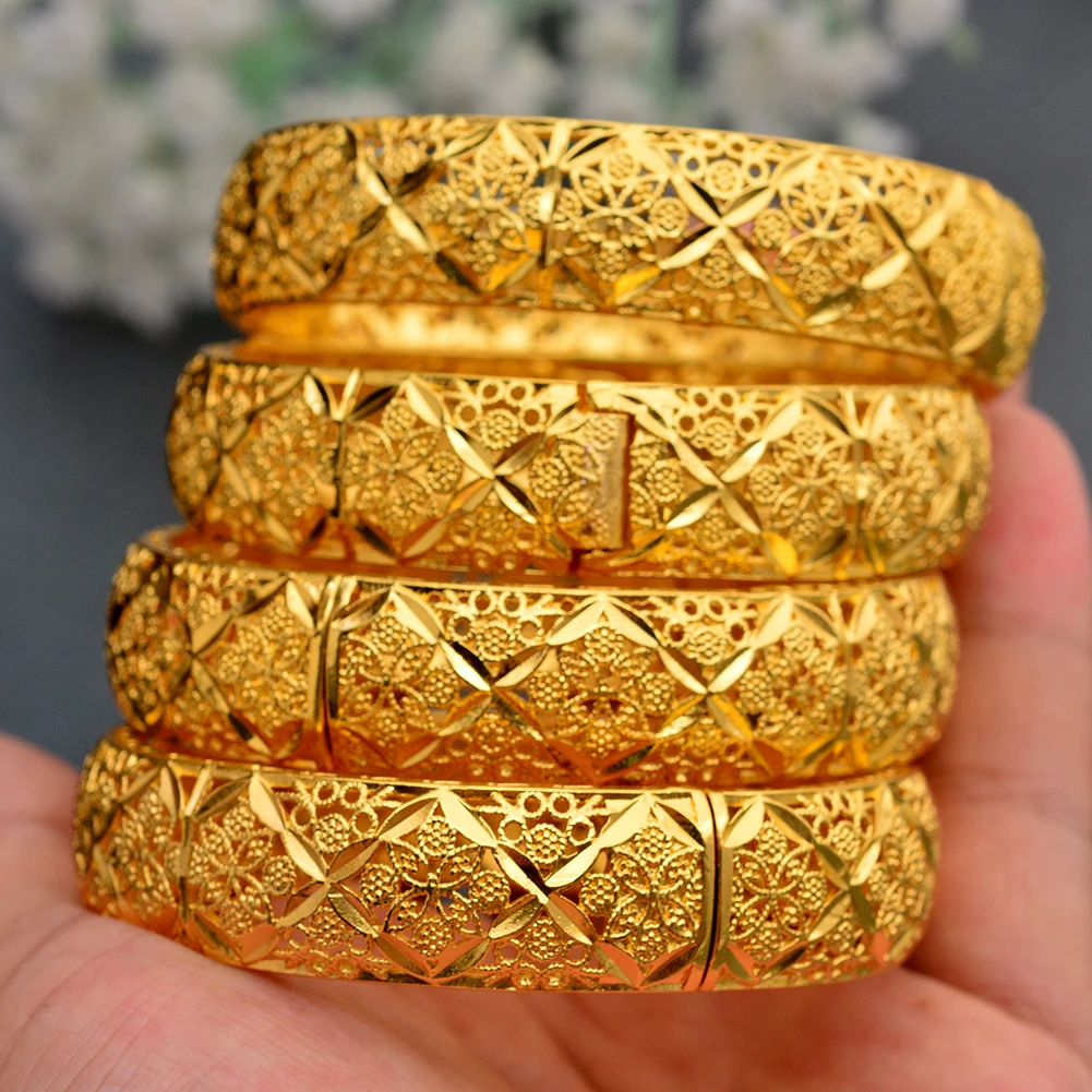 WANDO New Fashion lady Luxury Gold Color Jewelry Bangles Ethiopian African Women Dubai Bracelet Party wedding Gifts