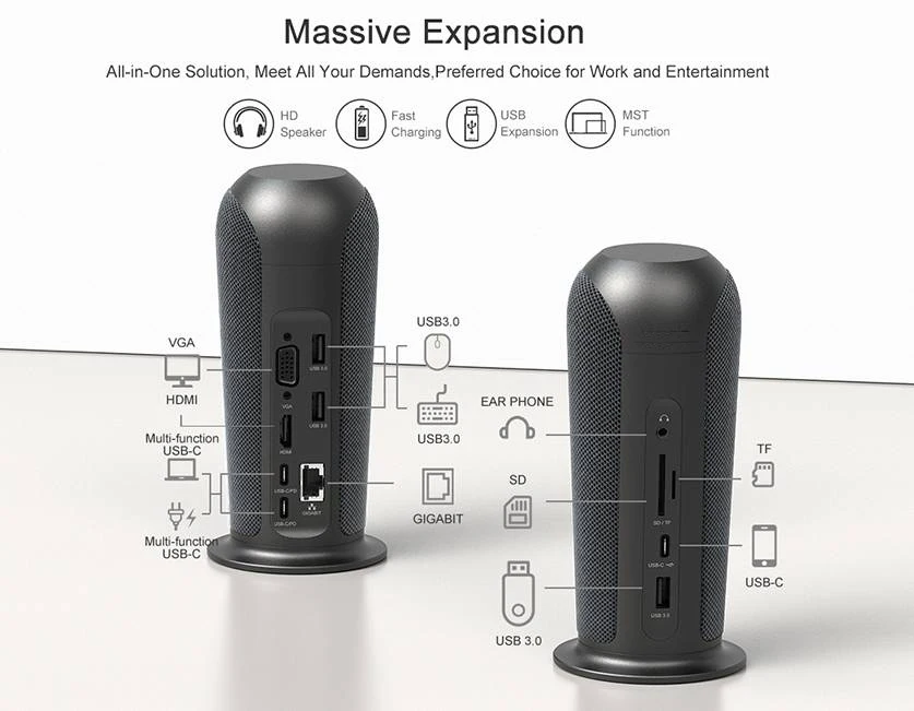 Док-станция USB C с динамиком для ноутбука