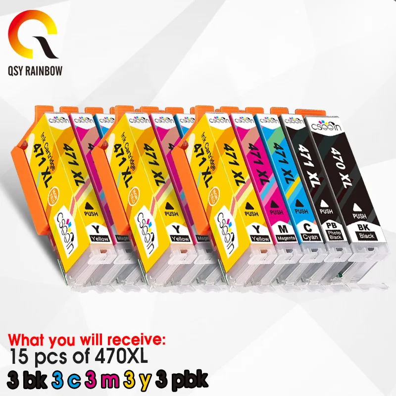 

QSYRAINBOW PGI-470 CLI-471 Refilled Ink cartridge For Canon PGI470 CLI471 470 PIXMA MG6840 MG5740 TS5040 TS6040 Printer