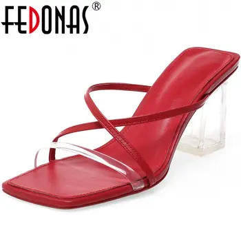 

FEDONAS Fashion Vintage Women Sandals Spring Summer Thick Heels Pumps Concise Wedding Party Peep Toe New Arrival Shoes Woman
