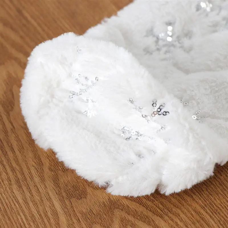 1pc Plush Wine Bottle Cover Christmas Style Bottle Bag Sequined Snowflake Champagne Bottle Decor