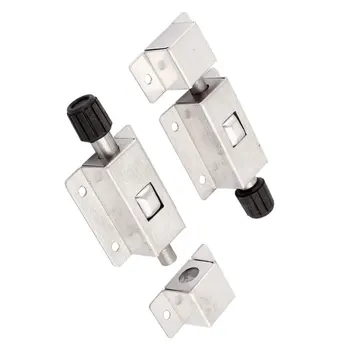 

New Door safety push button spring-loaded automatic lock closure bolt 2pcs