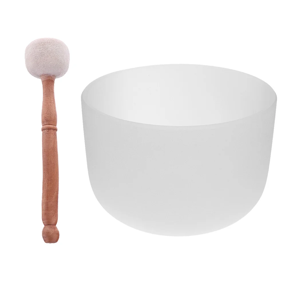 

Crystal Singing Bowl F Note for Heart Relax Meditation 8 Inch+Felted Mallets