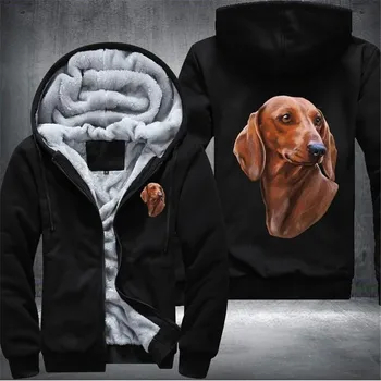

New Brand Dachshund Mens Winter Hoodies Male Harajuku 2020 New High Quality Sweatshirts Zipper Sportswear Thicken Warm Outwear