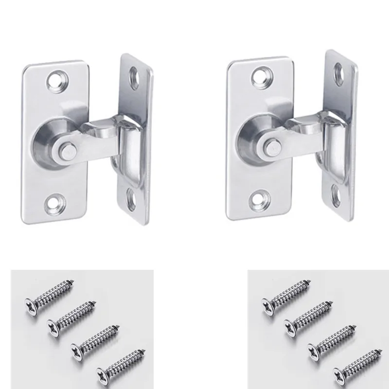 silver 2 комплекта мини 304 нержавеющая сталь 90 градусов правый угол пряжки/крюк замок/болт, для раздвижной двери, поверхностного монтажа, аппаратные замки - Цвет: silver