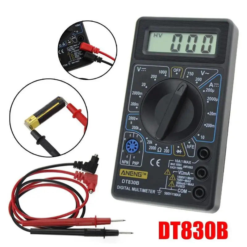 DT830B AC/DC LCD Digital Multimeter 750/1000V Voltmeter Ammeter Ohm Tester High Safety Handheld Meter Multimeter Digital