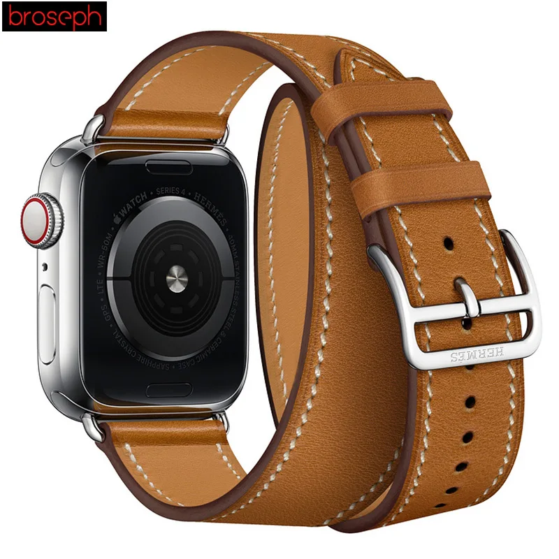 Brown Ремешки для часов Apple Watch 4 Band 40 мм 44 мм 38 мм 42 мм ремешок из натуральной кожи для Iwatch 4 3 2 1 браслет для часов - Цвет ремешка: Brown