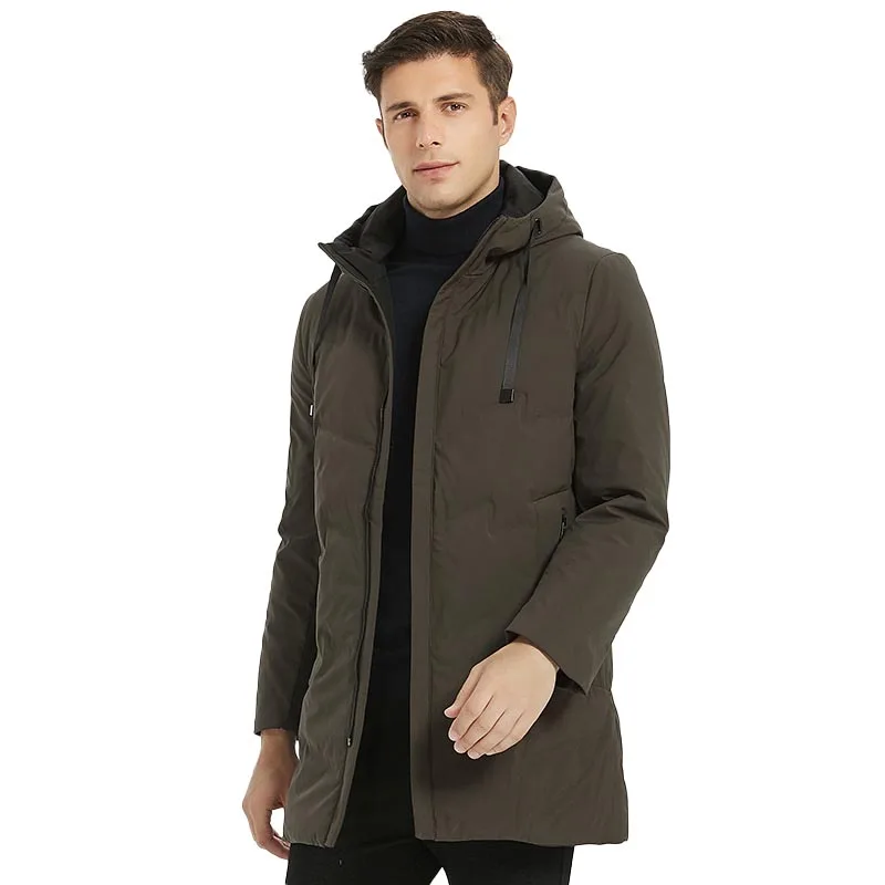 

Winter New Brand Men's 90% Down Jacket Coat For Men Thick Warm Windproof Hooded Business Casual Men's Long Coat Doudoune Homme