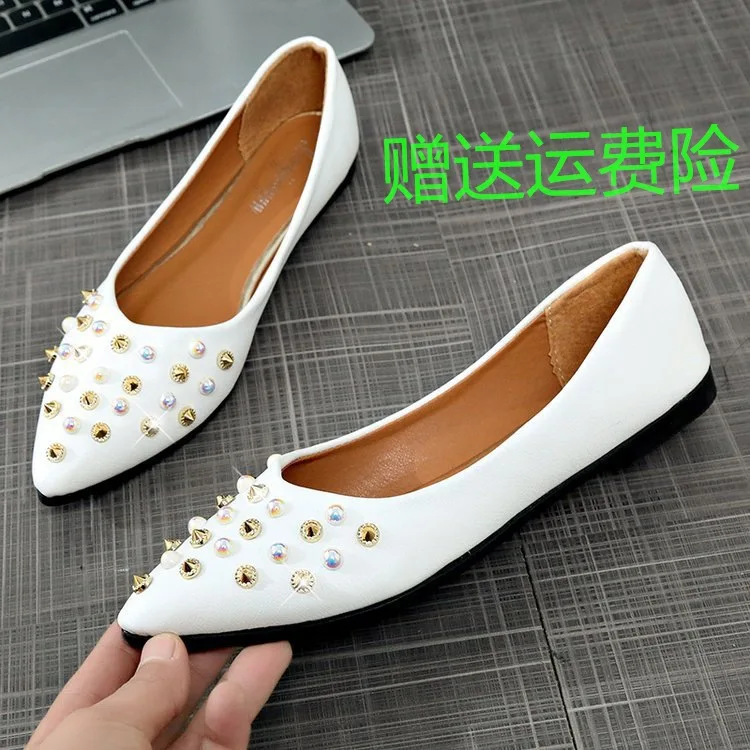 

2019 Spring Solid Color Shallow Mouth Pointed Korean-style WOMEN'S Flat-heeled Shoes Casual Fashion Shoes