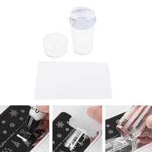 1Set Nail Art Sjablonen Stamper Pure Clear Jelly Siliconen Nail Stempelen Plaat Schraper Met Cap Transparante Nail Stamper Nail art(China)