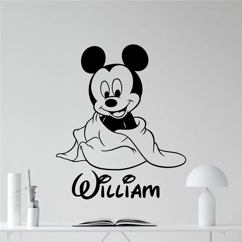 

Disney Mickey Mouse Wall Sticker Custom Name Vinyl Sticker Kids Room Boy Bedroom accessories Wall Art Nursery Wall Decor
