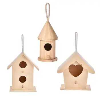 

5 Types Wooden Bird House Nest Cage Creative Wall-mounted Hanging Outdoor Birdhouse Home Gardening Decoration Dropshipping