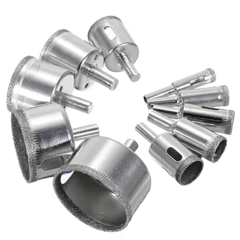 

10pcs 8-50mm Diamond Drill Bit Coated Drilling Hole Opener Saw Hole Cutter for Ceramic Porcelain Marble Tile Glass Power Tool
