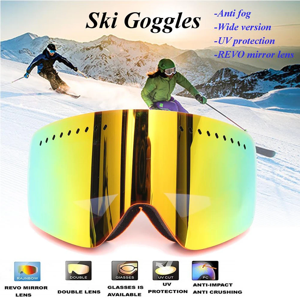 Ski Goggles Double Layers UV Protection Big Lens Anti-fog Ski Mask Glasses Skiing for Men Women Snowboard Snowmobile Goggles