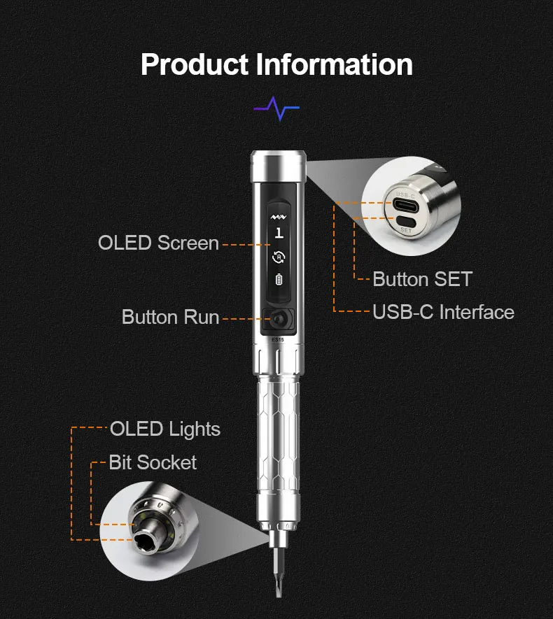 ES15 Mini Precision Cordless Electric Screwdriver Smart Motion Control USB Power Screwdriver with 24pcs 4mm Bit Set LED lights cordless screwdriver screwfix