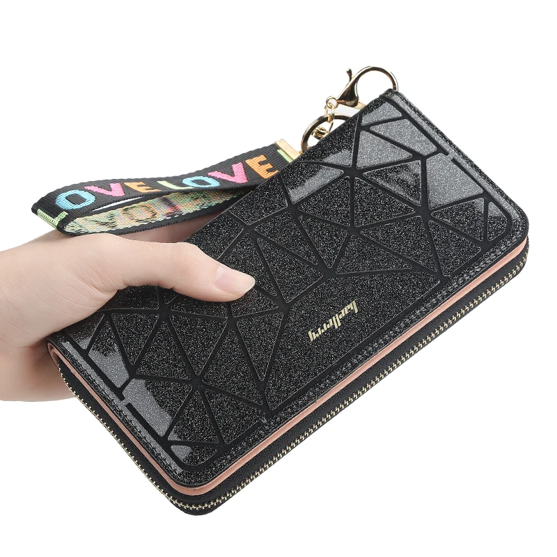 Europe and America hot sale new women's wallet fashion shiny zipper mobile phone bag long wallet