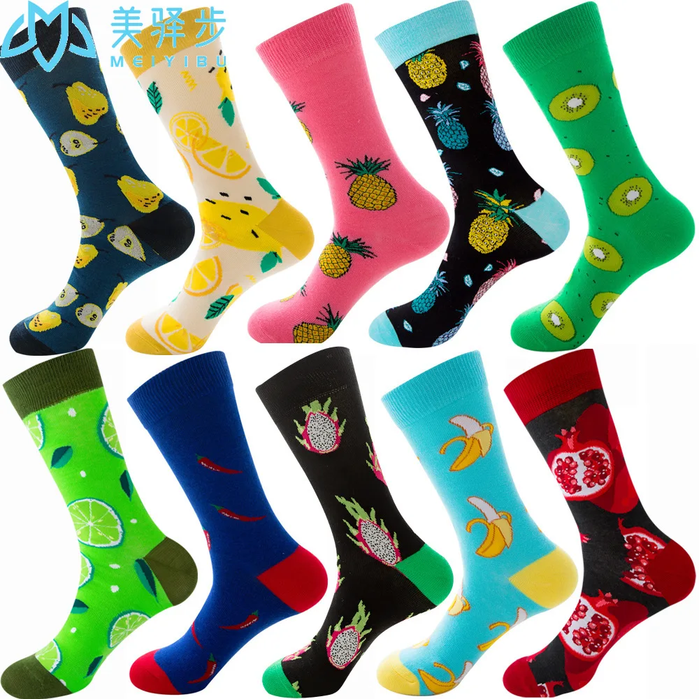

10 Pairs Per Set Hip Hop Men Fashion Socks Cotton Funny Crew Socks Fruit Women Socks Novelty 2021 New Arrival