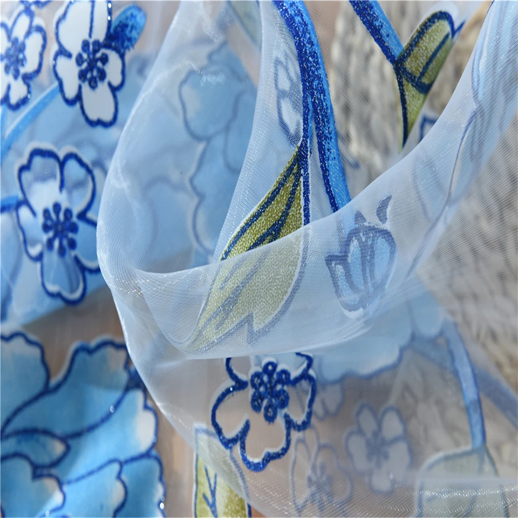 100x200cm Offset Printed Voile Slot Top Panel Tulle Window Blinds Voile Curtains Sheer Curatin Gauze Curtain