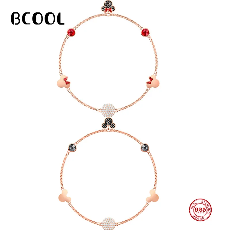 

Fashion Charms 925 Sterling Silver Original 1:1 Copy Invisible Magnetic Buckle Bracelet,fit Women's Mickey Bracelet Jewelry Gift