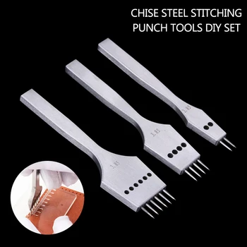 

2020 3Pcs/set Sewing Leathercraft Punching Europe Leather Craft Pricking Iron Stitching Lacing Punch Chisel Tool Set Hand Tool
