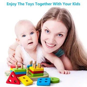 

KIds Wooden Stacking Blocks Toy Shape Sorter Pairing Stacking Blocks Game Developmental Baby Toy Educational Toy