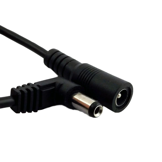 DC Power Extension Cable 5.5mm x 2.1mm 90 Degree Right Angle Male to Female Adapter CCTV Surveillance Security Camera LED Strip 2