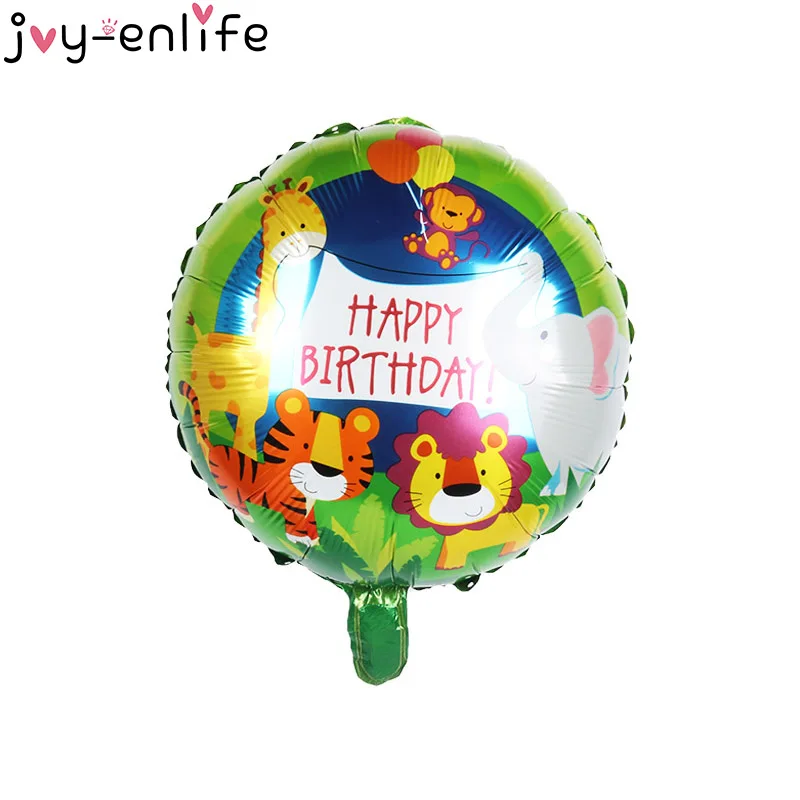 

Joy-Enlife 1pc Happy Birthday Balloon Monkey Giraffe Lion Zebra Cow Small Animal Pattern Birthday Party Decoration Round Balloon