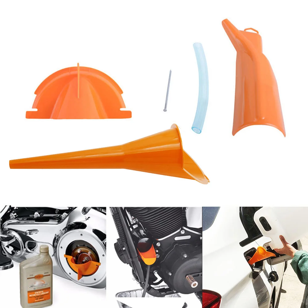 2020 New 1 Set Durable Three-Piece Orange Oil Filler Injection And Change Funnel Fill For Motorcycle |