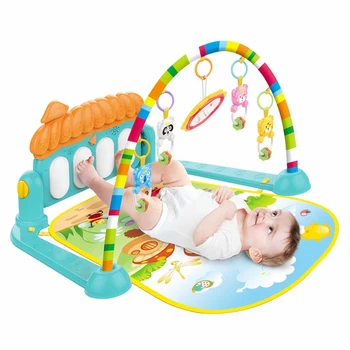 

2 in 1 Baby Kick and Play Piano Gym Mat Rack Newborn Music Fitness Rack Play Crawling Mat can be folded up Early Educational Toy