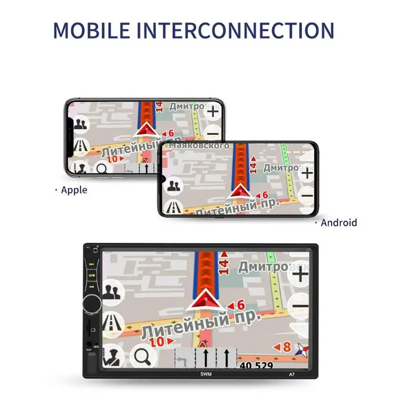 SWM A7 двойной 2 DIN стерео 7 дюймов сенсорный экран Bluetooth AUX U диск радио в тире головное устройство