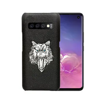 

leather case For Samsung Galaxy S10 Galaxy S10 Plus Galaxy S10E half-wrapped Phone Case animal pattern Men Business wolf deer