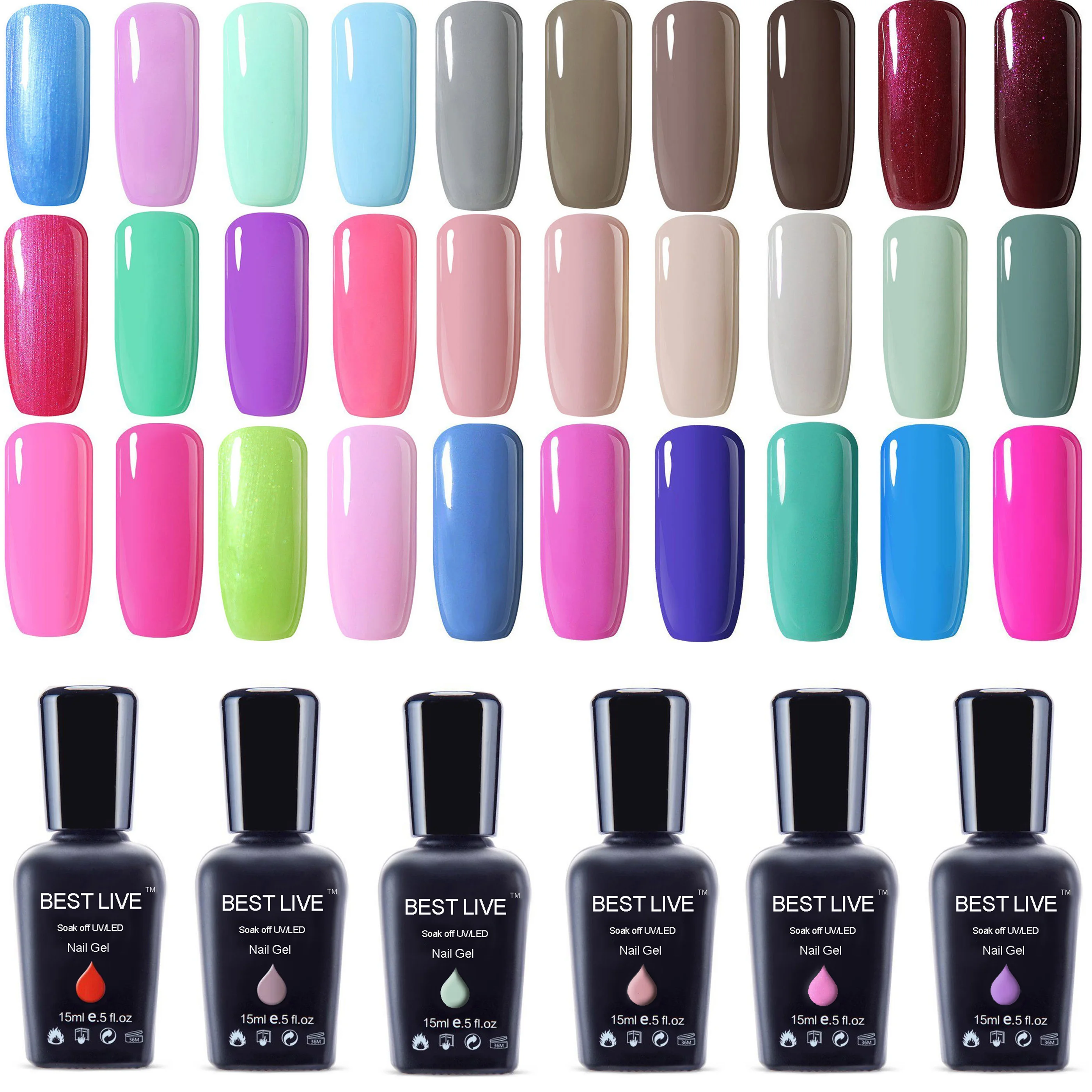 

BEST LIVE 15ml UV Gel Nail Polish Soak-off UV&LED UV Nail UV Gel Polish Nail Art Beauty Manicure DIY White/Black/Pink #1019-1411