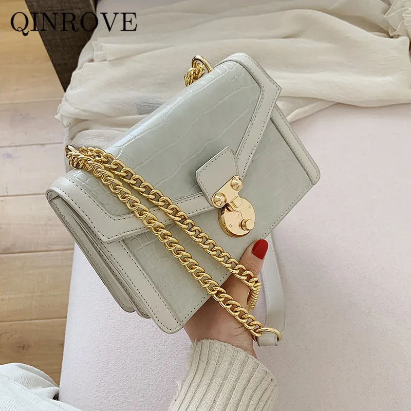 

Women 2020 Shoulder-bag Crossbody Bag Alligator Pattern Chains Casual Solid Brown Messenger Bag Small Hand Bag Retro Vintage PU