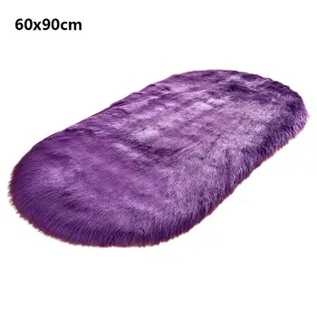 

Oval Area Rug Faux Wool Fluffy Shaggy Kids Play Mat Warm Floor Carpet Cushion 449E