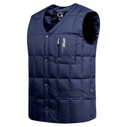 Men's Lightweight White Duck Down Jacket Vest 2023 Winter Warm Sleeveless V-neck Button Down Waistcoat Male Fashion Casual Vest