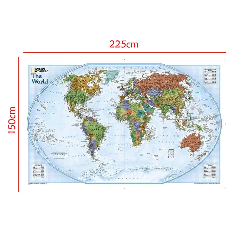 

Non-woven Waterproof Map 150x225cm World Map With Important Cities Of Various Countries Marked Without National Flag