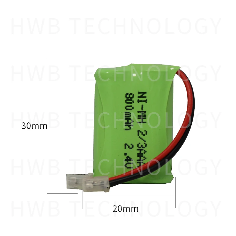 2 шт./лот ni-mh 2/3AAA 2,4 V 500mAh ni-mh 2/3 AAA аккумуляторная батарея с вилками для беспроводного телефона