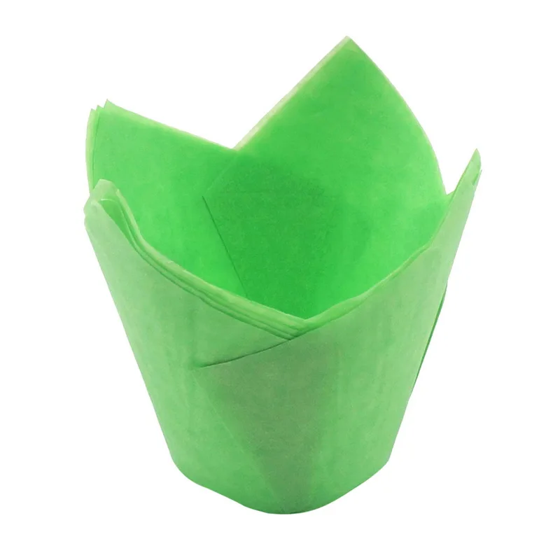50 шт./компл. Тюльпан Цветок шоколадная Форма для кексов форма для выпечки «Маффин» Бумага вкладыш формы одноразовые Бумага для украшения тортов - Цвет: green