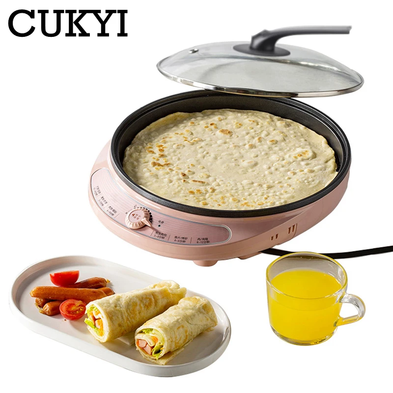 CUKYI Electric multifunction baking pan Pancake pizza crepe maker omelette frying pan barbecue baking grill Skillets Household