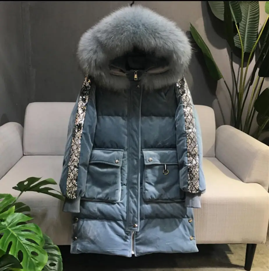 

2019 New Winter Women Thick Jacket Coats Hooded Fur Collar Down Coat Long Jacket Female Parkas Mujer Coats r1849