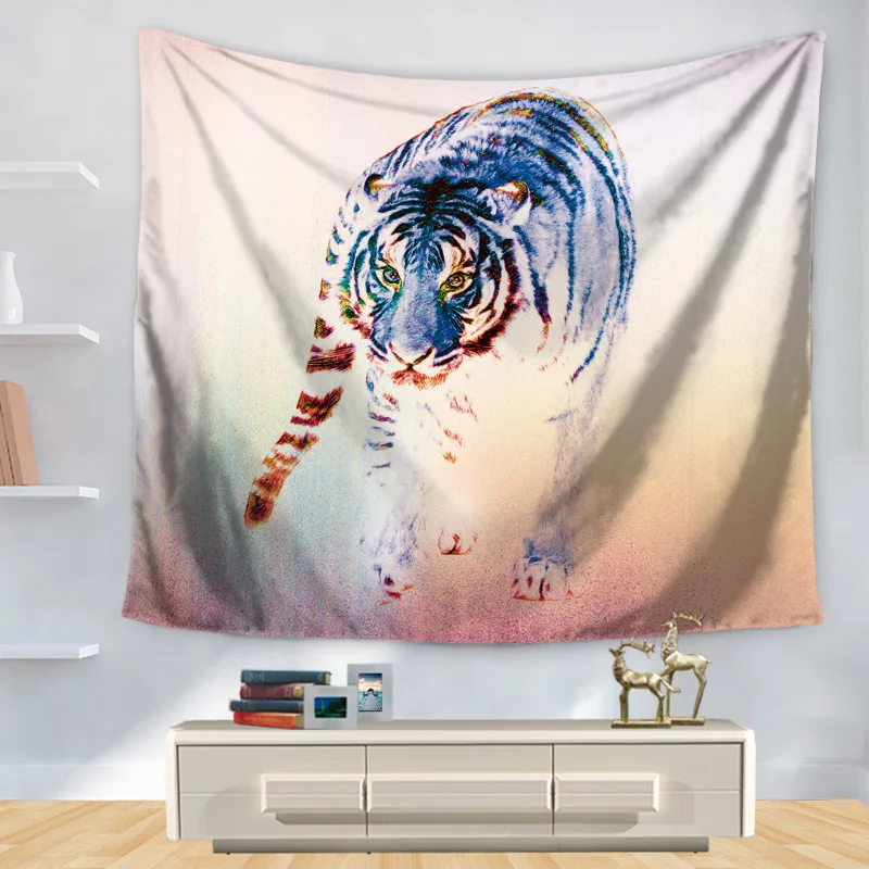 3D Дикий Тигр гобелен из полиэстера настенный гобелен Прохладный Тигры уютный Тигр Семейный пляж Декор для гостиной искусство - Цвет: 2
