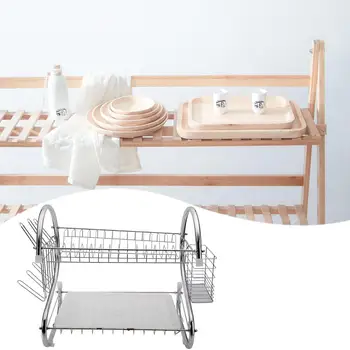 

2 Tiers Dish Drying Rack Multifunction Kitchen Cutlery Drainer Organizer