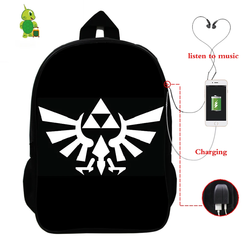 Mochila легенда о Зельде рюкзак аниме школьные сумки для подростков USB зарядка ноутбук рюкзак мужской рюкзак женский дорожный сумки