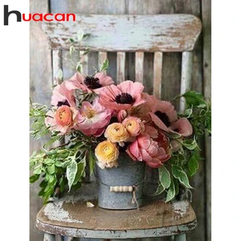 

Huacan Full Square Diamond Painting Kit Flower 5D DIY Diamond Embroidery Mosaic Decorations Home