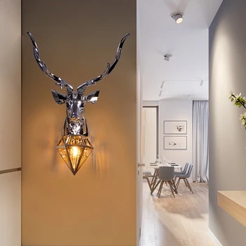 

Nordic American Retro Deer Wall Lamp Antlers Wall Light Fixtures Living Room Bedroom Bedside Lamp Led Sconce Home Deco Luminaire