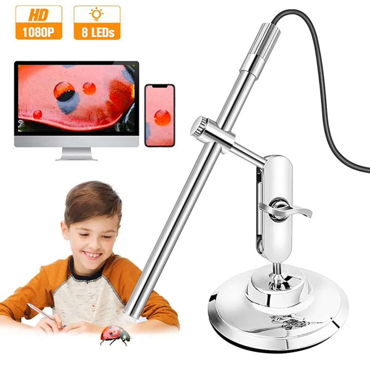 2MP 1200P 50-200x Zoom 3in1 USB Digital Microscope For Android CMOS Borescope Magnifier Handheld Endoscope Otoscope Camera
