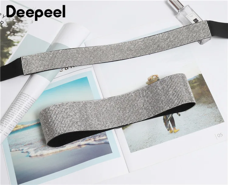 Deepeel 1 шт. 3,7-6 см* 61-64 см дамы Pu эластичный стрейч высокий широкий пояс Стразы платье с декоративной отделкой Twotwinstyle пояс YK704